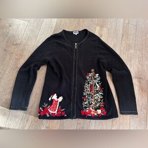 Vintage zip‎ up Christmas sweater size small